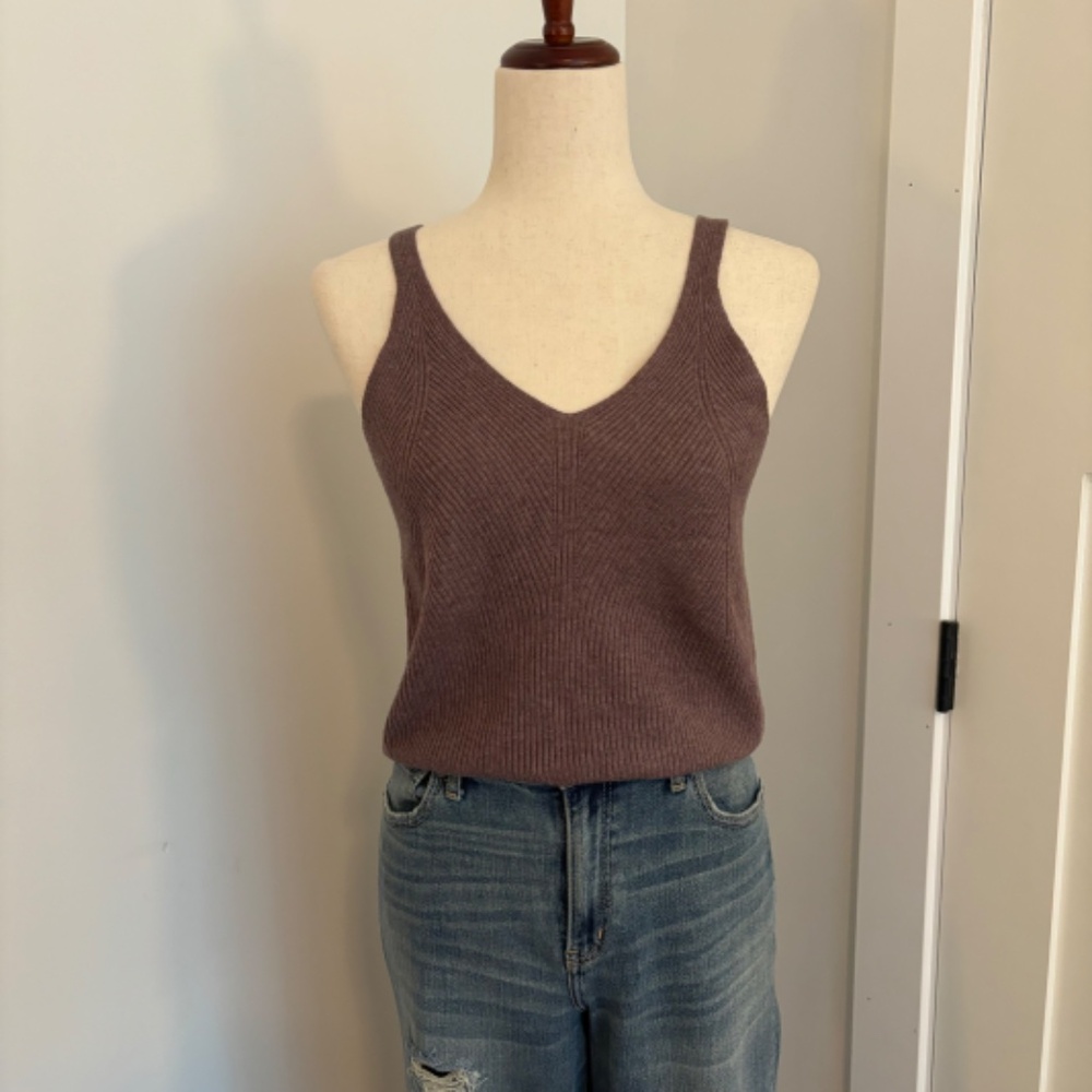 Ribbed Heather Purple Sweater Tank